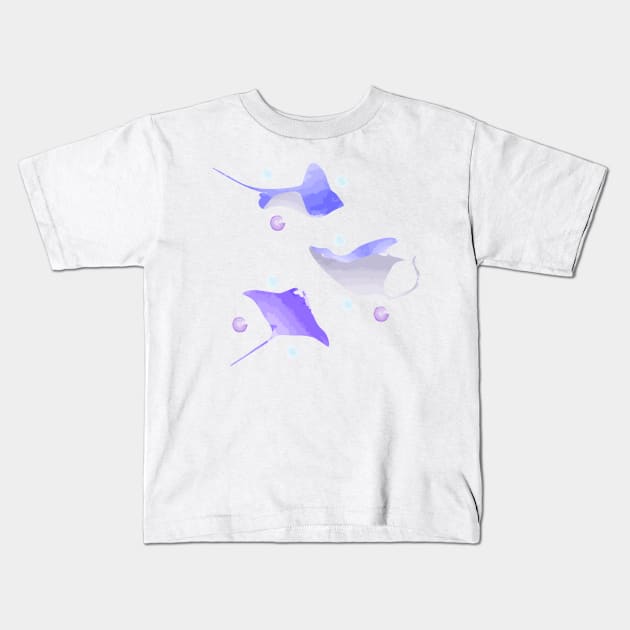 Seamless pattern of watercolor stingray fish Kids T-Shirt by Aoxydesign